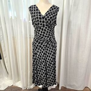 2/$30 George Black & White‎ Geometric Print Sleeveless Midi Dress Size 12/14